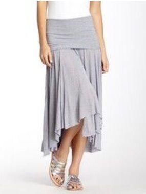 Charlotte Tarantola stretch jersey knit soft rayon skirt foldover waist raw hem